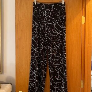 CLARA SUNWOO Black Pants with White and Pink Geometric Design